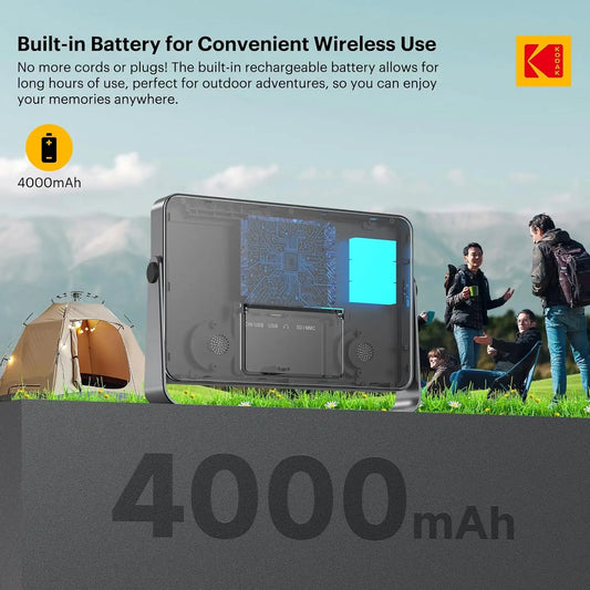 KODAK 10.1 Inch Digital Picture Frame, 64GB Storage, 4000mAh Rechargeable Battery, FHD 1920x1200 Touch Screen with Auto-Brightness, G+G, 360° Rotatable Stand, WiFi 6 Enabled for Photo Sharing