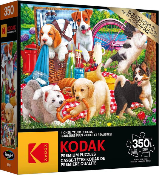 RoseArt Kodak Premium Puppies on a Picnic 350 Piece Jigsaw Puzzle