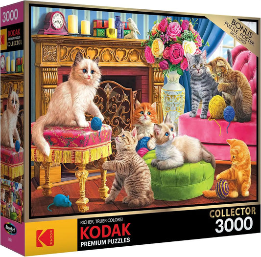 RoseArt Kodak Premium Kittens by the Fireplace 3000 Piece Jigsaw Puzzle