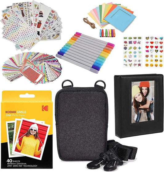 Zink Kodak 3x4 Premium Zink Photo Paper (40 Pack) Accessory Kit with Photo Album, Case, Stickers, Markers