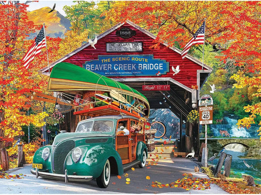 RoseArt - Kodak Premium Cork - Covered Bridge - 1000 Piece Jigsaw Puzzle for Adults