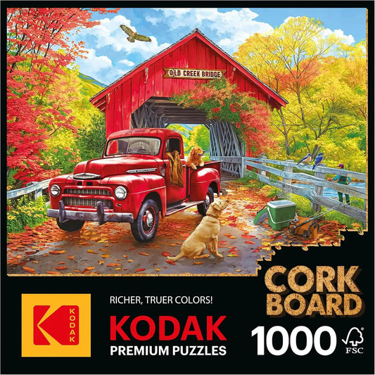 RoseArt - Kodak Premium Cork - Old Creek Bridge - 1000 Piece Jigsaw Puzzle for Adults