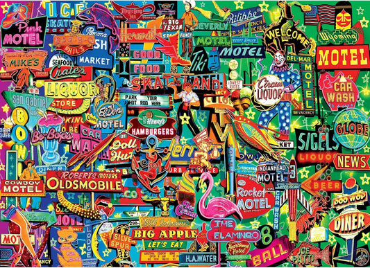 RoseArt - Kodak Premium - Neon Signs - 1000 Piece Jigsaw Puzzle for Adults