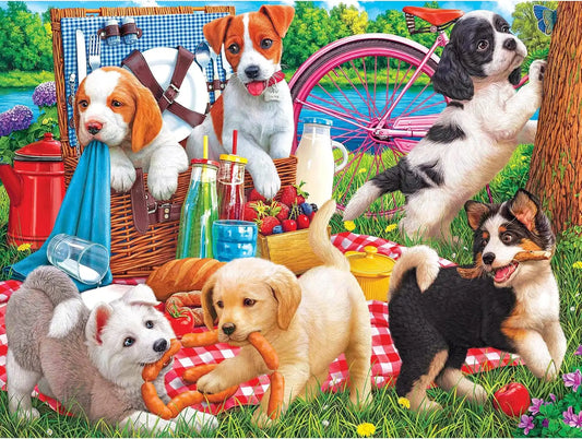 RoseArt Kodak Premium Puppies on a Picnic 350 Piece Jigsaw Puzzle