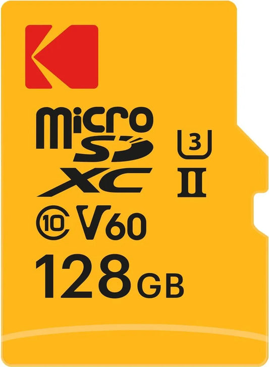 Kodak MicroSD Card 256GB UHS-II U3 V60 Ultra Fast Transfer Rate 300MB/s Read 160MB/s Write 4K/8K Video Ideal for Content Creator Includes SD Adapter