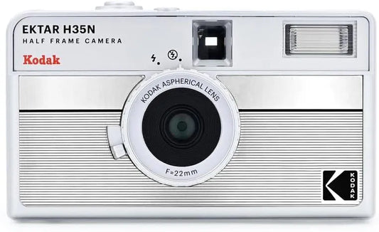 Kodak EKTAR H35N Half Frame Film Camera, 35mm, Reusable, Focus-Free, Bulb Function, Built-in Star Filter, Coated Improved Lens (Film & AAA Battery are not Included) (Striped Silver)