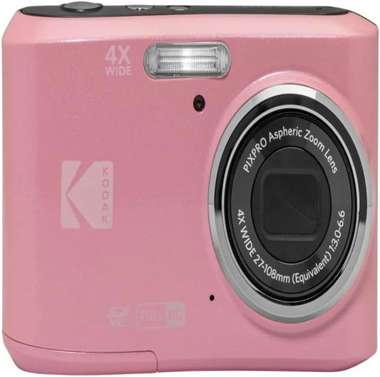 KODAK PIXPRO FZ45 16MP Compact Digital Camera, 4X Optical Zoom, AA, Pink