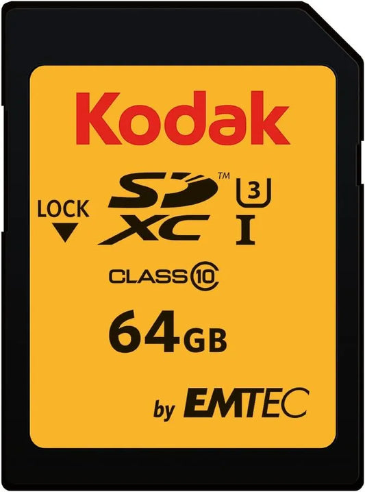 Kodak SDXC Card 64GB UHS-I U3 V30 Ultra - Up to 95MB/s Max Read Speed - Write Speed 85MB/s Max - Storage of 4K Ultra HD Videos and HD Photos - SD Card