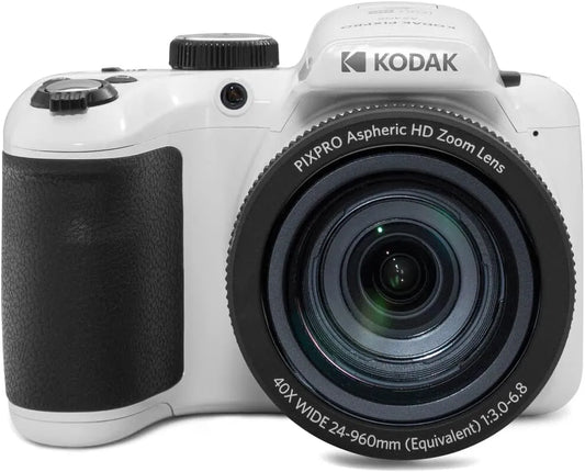Kodak AZ405WH PIXPRO Astro Zoom 20MP Digital Camera 40X Optical Zoom 24mm Bundle with Lexar 32GB UHS-I SDHC Memory Card and Deco Gear Camera Bag, Lens Blower, Lens Pen, 12inch Tripod & More White