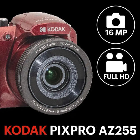 KODAK PIXPRO AZ255 16MP Digital Camera, 25x Optical Zoom, AA, OIS, Red