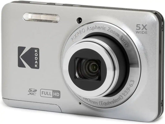 KODAK PIXPRO FZ55-GRY 16MP CMOS Sensor Digital Camera 5X Optical Zoom 28mm Wide Angle 1080P Full HD Video 2.7" LCD Vlogging Camera, Gray