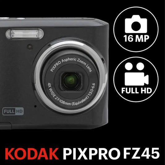 KODAK PIXPRO FZ45 16MP Compact Digital Camera, 4X Optical Zoom, AA, Black