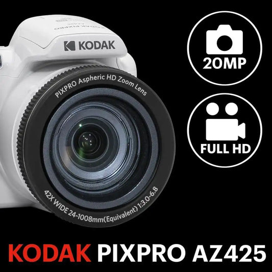 KODAK PIXPRO AZ425 20MP Digital Camera, 42x Optical Zoom, OIS, White