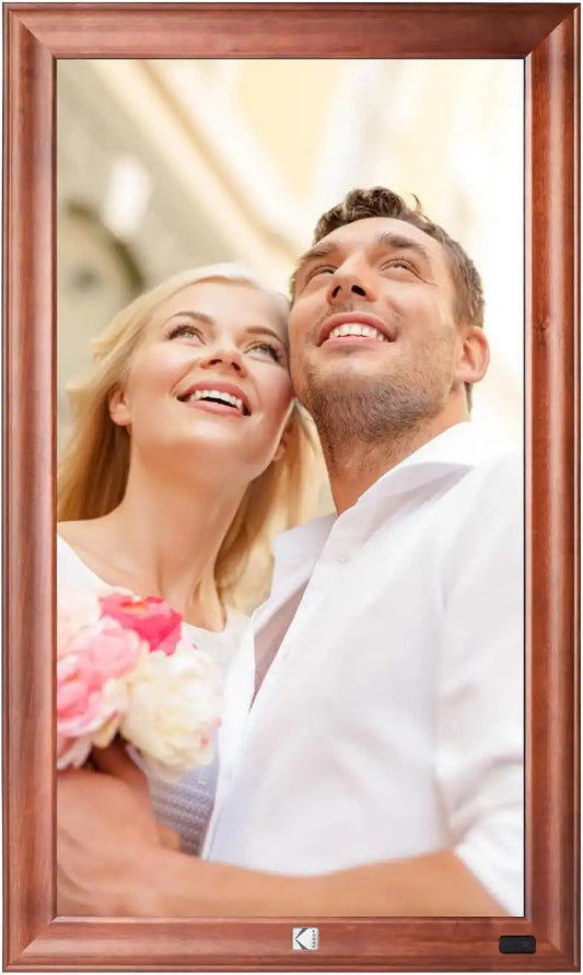KODAK 32 Inch WiFi Digital Picture Frame, 32GB Memory, 1920x1080 FHD Screen, Solid Wood, Motion Sensor, IR Remote, Multiple Transfer Ways, Smart Electronic Photo Frame for Home Decor