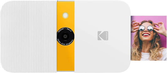 Zink Kodak Smile Instant Print Digital Camera (White/Yellow) Photo Frames Bundle with Soft Case