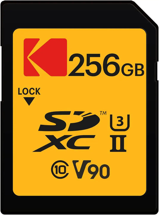 Kodak SDXC 256GB UHS-II U3 V90 Ultra Pro Memory Card - Up to 300MB/s Read Speed and 270MB/s Write Speed