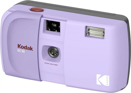 KODAK EC35 35mm Film Camera 35mm, Reusable, Focus-Free, Built-in Flash, Slide Cover, Beginner Friendly (Film & AA Battery are not Included) (Single, Lavender)