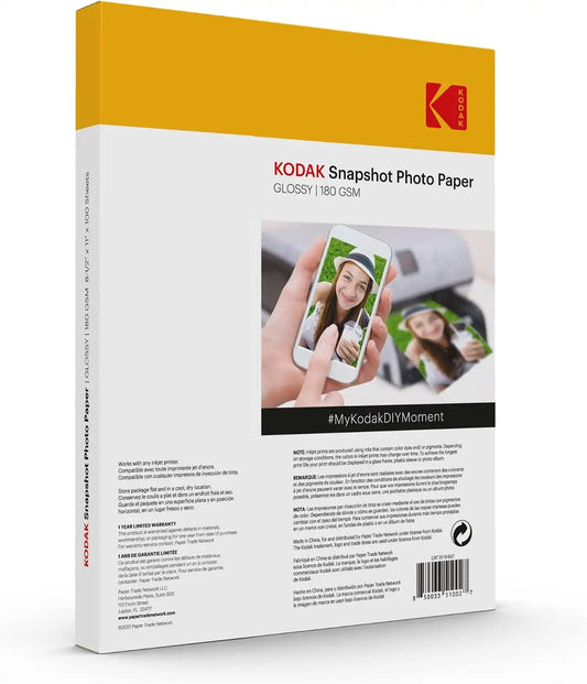 KODAK Photo Paper Gloss 8.5 X 11 SNAPSHOT 100 count, 48lb-180 g/m 2-8.5MIL (41302)