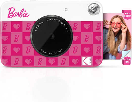 Kodak x Barbie Printomatic Full-Color Instant Print Digital Camera, 5MP Portable Barbie Camera, Zink 2x3 (5.1x7.5 cm) Sticky-Back Photo Paper, Gift for Christmas, Holiday, Birthday, Iconic Style