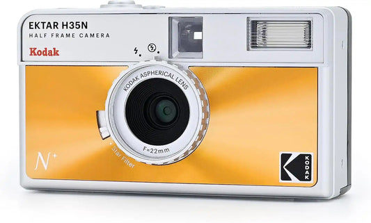 Kodak EKTAR H35N Half Frame Film Camera, 35mm, Reusable, Focus-Free, Bulb Function, Built-in Star Filter, Coated Improved Lens (Film & AAA Battery are not Included) (Glazed Orange)