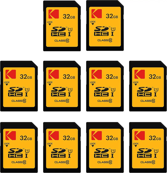 Kodak 32GB 10-Pack SDHC Card, UHS-I U1 V10 Premium, up to 85MB/s Read Speed, for Full HD Video and High-Resolution Pictures, Compatible with SDHC Standard (10-Pack)