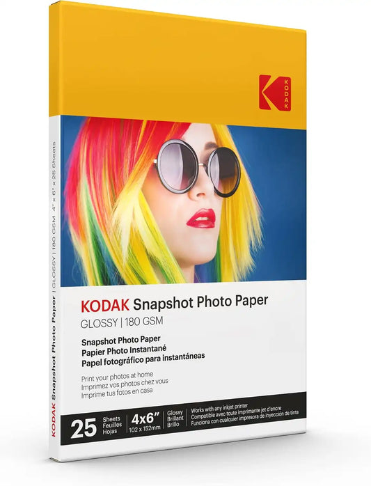 KODAK Photo Paper Gloss 4 X 6 SNAPSHOT 25 count, 48lb-180 g/m 2-8.5MIL (41303) THIS PRODUCT IS NOT COMPATIBLE WITH THE KODAK DOCK PRINTER