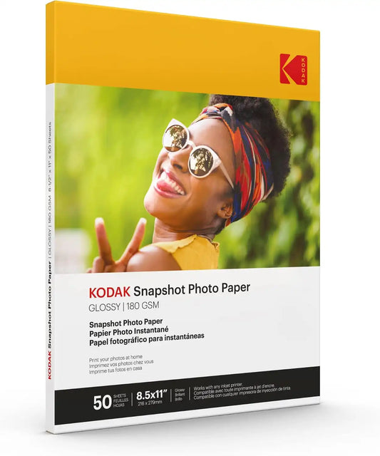 KODAK Photo Paper Gloss 8.5 X 11 SNAPSHOT 50 count, 48lb-180 g/m 2-8.5MIL (41301)