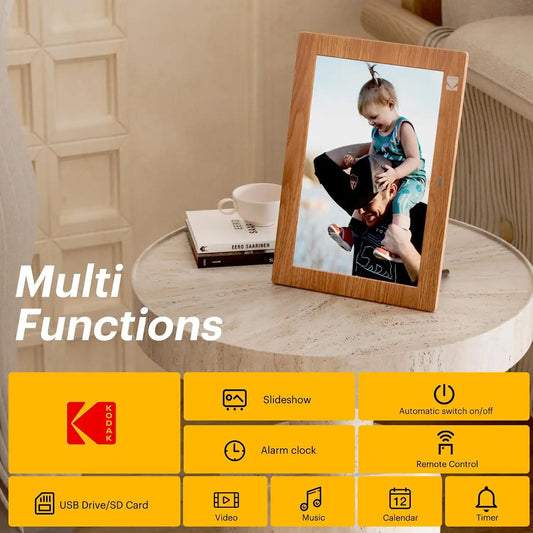 KODAK 10.1 Inch Digital Picture Frame with Remote Control, 1280x800 HD Display Digital Photo Frame, USB or SD Card Required, Auto-Rotate, Supports Photo/Video/Music/Calendar/Slideshow