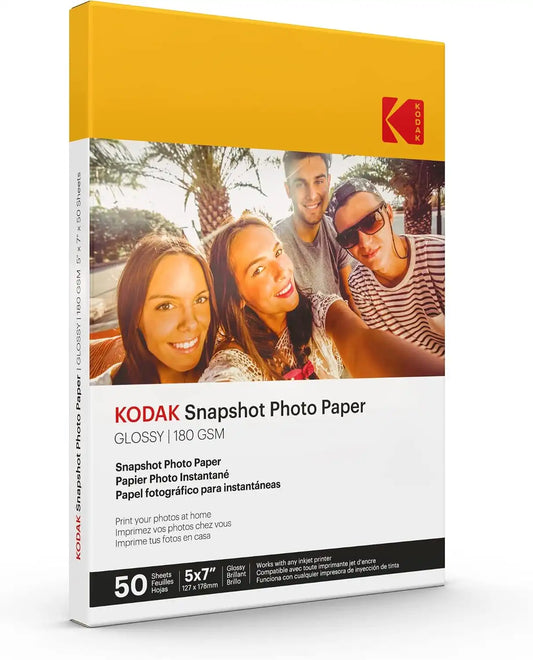 KODAK Photo Paper Gloss 5 X 7 SNAPSHOT 50 count, 48lb-180 g/m 2-8.5MIL (41307) White