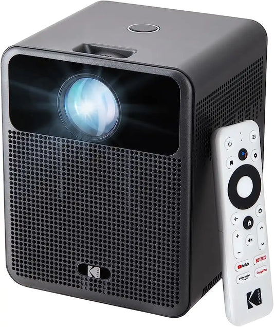 KODAK FLIK HD10 1080p Smart Projector, Android TV, Voice Remote, Black