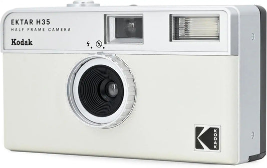 Kodak EKTAR H35 Half Frame 35mm Camera, Reusable, Focus-Free, Lightweight, Easy to Use (AAA Battery Not Included) (White, Bundle with 24-Exposure Film)
