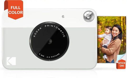 KODAK Printomatic Full-Color Instant Print Digital Camera, Zink 2x3" (5.1x7.5 cm) Sticky-Back Photo Paper, 5MP, Portable, Creative Fun Gift for Birthday, Christmas, Holiday, Grey
