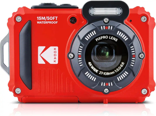 KODAK PIXPRO WPZ2 16MP Waterproof Digital Camera, 15m, 4X Zoom, Red