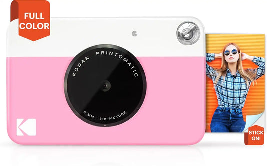 KODAK Printomatic Full-Color Instant Print Digital Camera, Zink 2x3" (5.1x7.5 cm) Sticky-Back Photo Paper, 5MP, Portable, Creative Fun Gift for Birthday, Christmas, Holiday, Pink