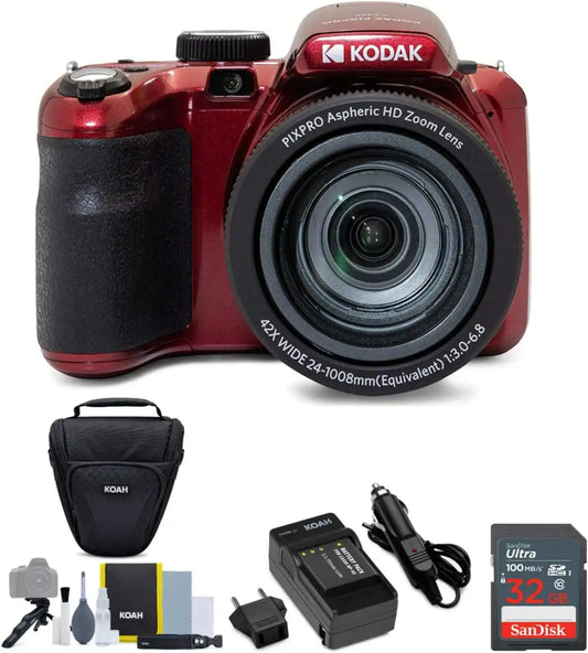 Kodak AZ425 PIXPRO Astro 20MP Digital Camera (Red) Bundle