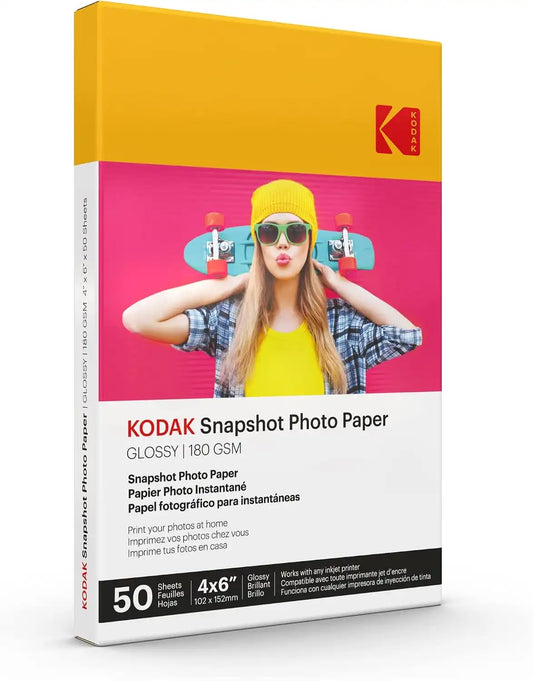KODAK Photo Paper Gloss 4 X 6 SNAPSHOT 50 count, 48lb-180 g/m 2-8.5MIL (41304) THIS PRODUCT IS NOT COMPATIBLE WITH THE KODAK DOCK PRINTER