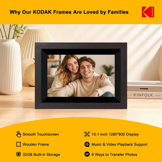 KODAK 10.1 Inch WiFi Digital Picture Frame with 32GB Storage, Electronic Smart Digital Photo Frame 1280x800 IPS Touch Screen, Auto-Rotate, Share Moments Instantly Gifts for Women Mothers Day Christmas
