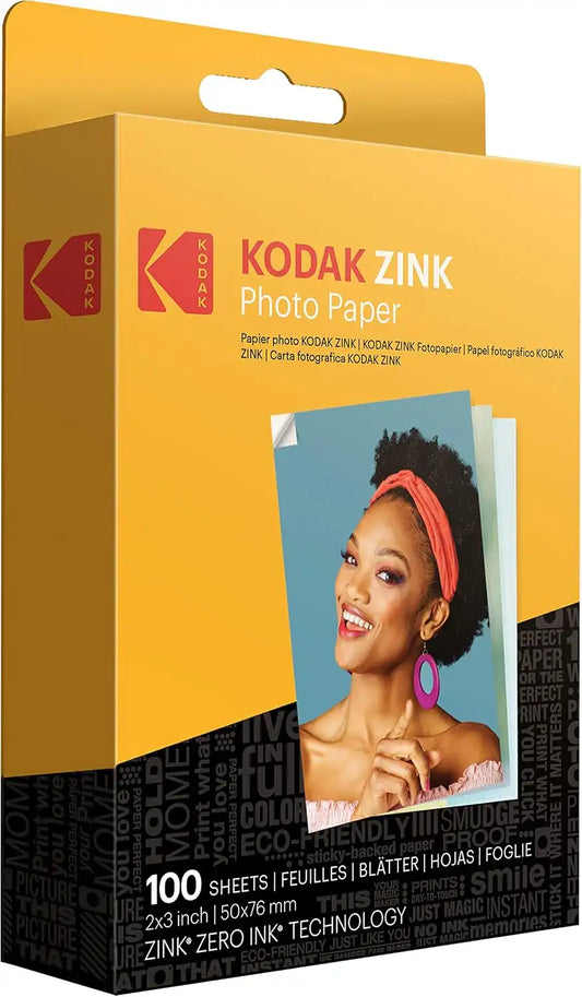 KODAK 2x3 Premium Sticky-Backed ZINK Photo Paper (100 Sheets) - Compatible With Kodak Step, Step Slim, Printomatic, Printomatic+, Smile+, Step Touch