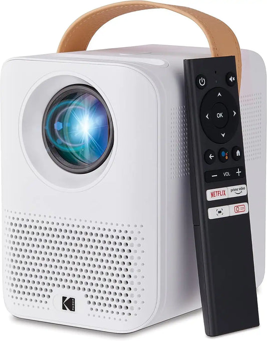 Kodak FLIK HD9 Mini Projector, Portable Projector, Android TV 10, White