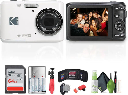 Kodak PIXPRO FZ45 Digital Camera + Tripod (White) Bundle