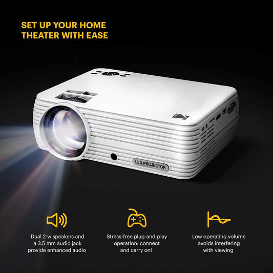 KODAK FLIK X7 HD Home Theater Projector, 720p, Tripod & Case