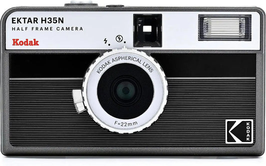 Kodak EKTAR H35N Half Frame Film Camera Bundle with Kodak Ultramax 400/24EXP 35mm Roll Film (Striped Black)