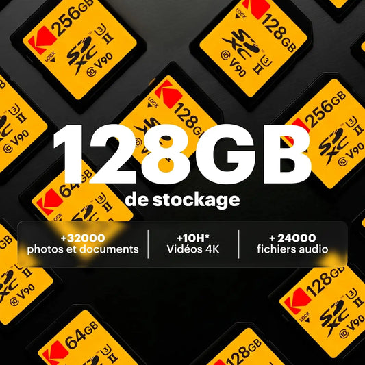 Kodak 128GB UHS-II U3 V90 Ultra Pro SDXC Memory Card - Up to 3000MB/s Read Speed and 270MB/s Write Speed