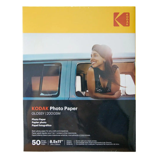 KODAK Photo Paper Gloss 8.5"x11", 50 count, 48lb-180g/m2 weight, 6.5 mil thickness (41182-3510-188)