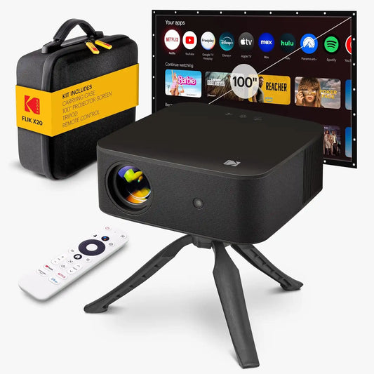 KODAK Flik X20 1080p Portable Smart Projector with Wi-Fi & Bluetooth, Black