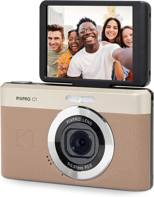 KODAK PIXPRO C1 13MP Compact Digital Camera, 26mm Fixed Lens, Brown