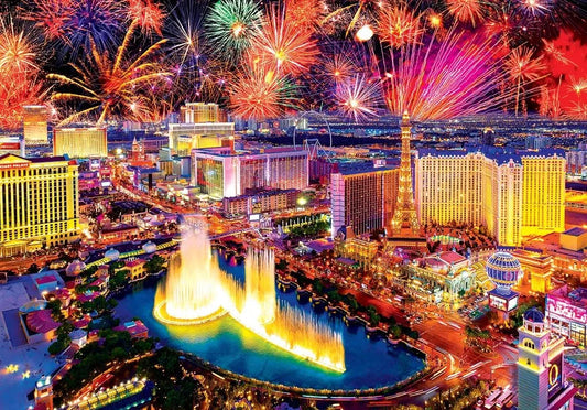 RoseArt - Kodak Premium - Fireworks Over Las Vegas Strip - 1500 Piece Jigsaw Puzzle for Adults