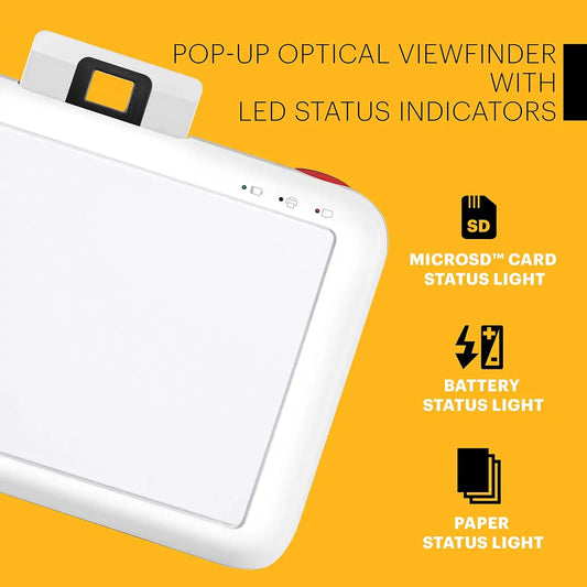 Kodak Step Camera Instant Camera with 10MP Image Sensor, Zink Zero Ink Technology, Classic Viewfinder, Selfie Mode, Auto Timer, Built-in Flash & 6 Picture Modes | White.