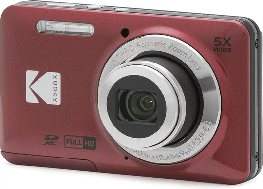 KODAK PIXPRO FZ55 16MP Compact Digital Camera, 5X Optical Zoom, Red