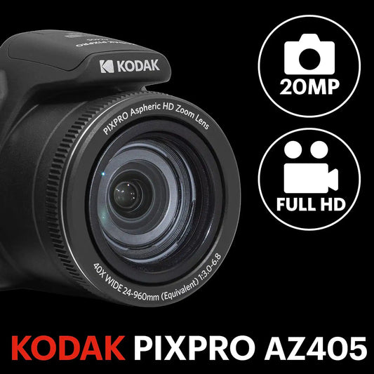 KODAK PIXPRO AZ405 20MP Digital Camera, 40x Optical Zoom, AA, OIS, Black